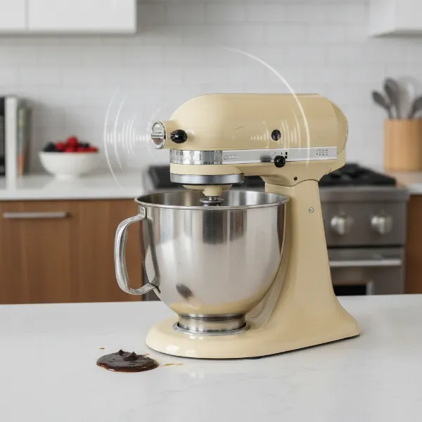 KitchenAid mixer showing signs of degraded grease with oil leak and unusual noises